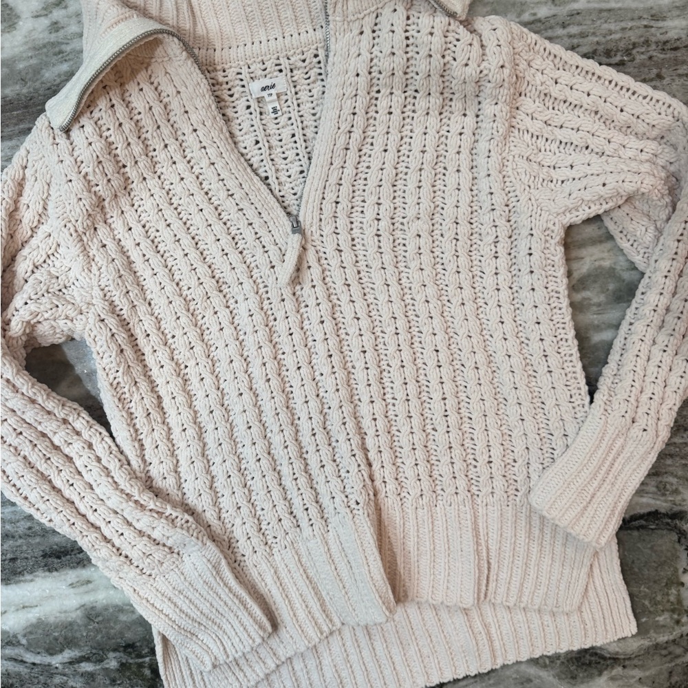 Aerie Cable Car Quarter Zip Sweater
Oversized Fit - Picture 4 of 5